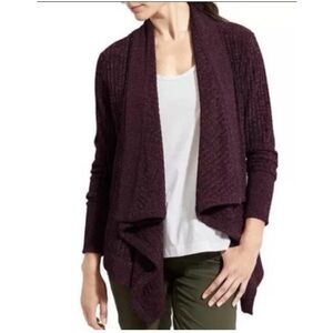 Athleta Deep Maroon Drape Cardigan